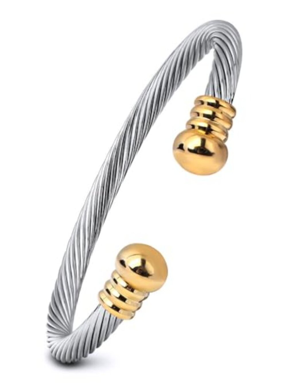 Stainless Steel Twisted Cable Wire‎ Bracelets Adjustable Open Cuff
